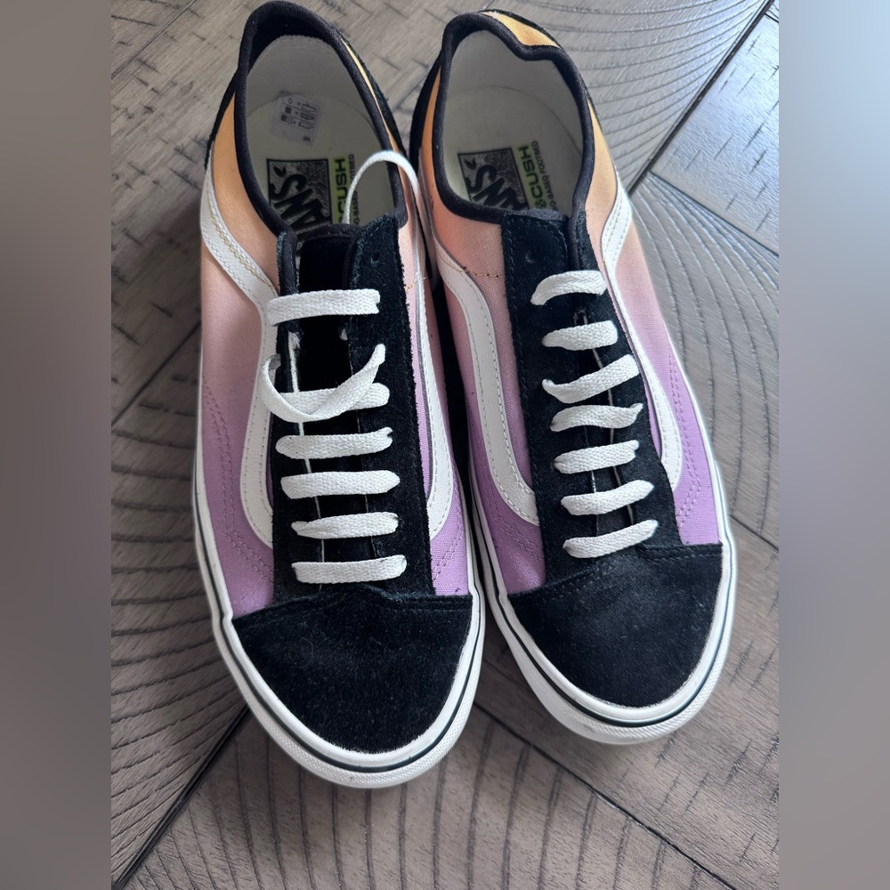 Vans Women's Black, Pink, and Purple Sneakers